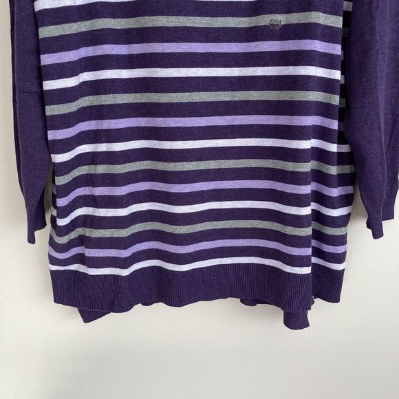 Lane Bryant Womens Plus Size 22/24 Purple Striped Sweater Tunic Scoop Neck - Picture 4 of 7